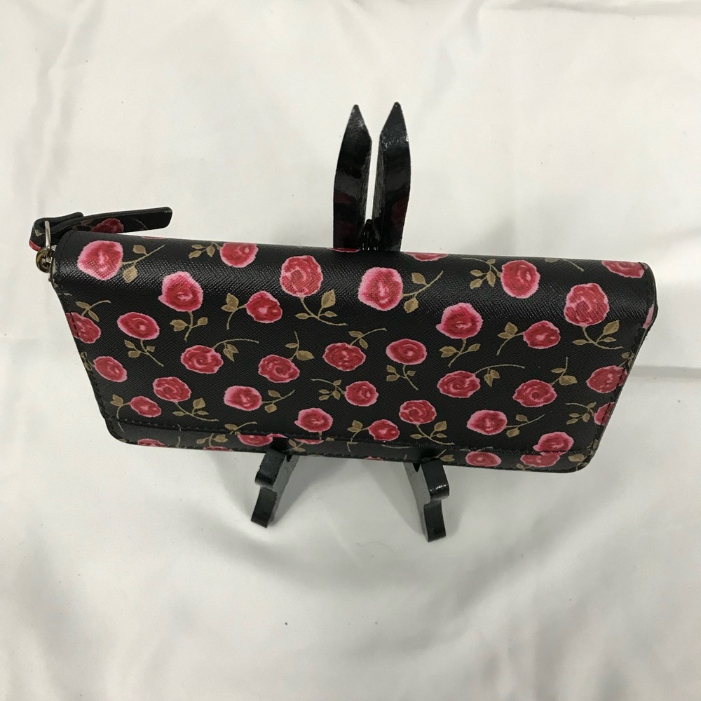 Kate Spade New York Laurel Way Neda Zip Black and Pink Floral Wallet EUC - Picture 3 of 6